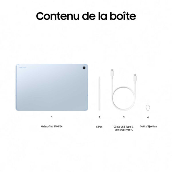 LD0006229708 <strong>Samsung Galaxy Tab S10 FE+</strong> est également livré avec un <strong>S Pen</strong>, offrant des fonctionnalités avancées pour la prise de notes et le dessin, ce qui en fait un outil idéal pour les professionnels et les créatifs. Disponible sur <i> <span style="color: #ff00ff"><strong><em><a style="color: #ff00ff" href="https://bit.ly/App-PhonesStore-Android">Phones Store</a></em></strong></span>U</i>niquement au meilleur prix du marché. ‎Retrouvez ici ces caractéristiques :Téléchargez l’application <span style="color: #ff00ff"><em><strong><a style="color: #ff00ff" href="https://bit.ly/App-PhonesStore-Android">Phones Store</a> </strong></em></span>ici pour ne rien rater <ul> <li><strong>Mémoire RAM</strong> : 12Go</li> <li><strong>Mémoire interne</strong> : 256Go</li> <li><strong>Batterie</strong> <span dir="auto">10090 mAh</span>:  Charge rapide <span style="color: #555555">Oui jusqu’à 45W</span></li> <li><strong>Caméra arrière</strong> :13.0 MP</li> <li><strong>Caméra avant (selfie)</strong> : 12 Mpx</li> <li><strong>Processeur</strong> <span dir="auto">Exynos 1580 (4 nm)</span>:<span dir="auto">cta-core (1x2,9 GHz Cortex-A720 et 3x2,6 GHz Cortex-A720 et 4x1,9 GHz Cortex-A520) </span><span dir="auto">Xclipse 5</span><span dir="auto">4</span></li> <li><strong>Système d’exploitation</strong> : Android 15, One UI 7</li> <li><strong>Écran</strong> : <span dir="auto">13,1 pouces, 497,6 cm2 </span><sup><span dir="auto">(</span></sup><span dir="auto"> ~85,0 % de rapport écran/co</span></li> <li><strong>Carte SIM</strong> : Double SIM (1 physique + 1 eSIM)</li> <li><strong>Réseaux</strong> : 5G</li> <li><strong>Poids</strong> :664 grammes</li> <li><span class="xm-text f-bold " data-key="spec_65" data-type="text" data-id="555898baa9">Résistance à l’eau et à la poussière I</span><span class="xm-text f-light " data-key="spec_66" data-type="text" data-id="efb4b95e98">P68</span></li> <li><strong>Garantie 12 mois sav</strong></li> <li>Localisations <strong><a href="https://bit.ly/AdressePhonesStore"><span style="color: #ff00ff">Phones Store</span> </a></strong></li> </ul>