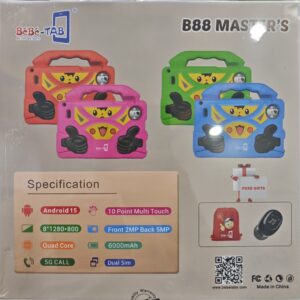 IMG 20251118 130802 Avec sa batterie de 6 000 mAh, la <strong>B88 MASTER’S</strong> assure une autonomie durable, idéale pour les activités ludiques et éducatives, retrouvez  ici ses caractéristiques, Disponible sur <a href="https://bit.ly/App-PhonesStore-Android"><strong><em>Phones Store</em></strong></a><strong><em> </em></strong><em>U</em>niquement au meilleur prix du marché. ‎Retrouvez ici ces caractéristiques. Téléchargez l’application <a href="https://bit.ly/App-PhonesStore-Android"><strong><em>Phones Store</em></strong></a><em> </em>ici pour ne rien rater <ul> <li><strong>Mémoire RAM</strong>: 8Go</li> <li><strong>Mémoire interne</strong>:  256 Go</li> <li><strong>Batterie</strong>: 6000 mAh</li> <li><strong>Ecran </strong>: 8.0 pouces IPS</li> <li><strong>Carte Sim</strong>: Sim unique</li> <li><strong>Système d’exploitation</strong>:  Android 15</li> <li><strong>Caméra Arrière </strong>:   5MP</li> <li>Caméra avant : 2MP</li> <li><strong>Processeur </strong>: Quad core</li> <li><strong>Reseau: 5G</strong></li> <li><strong>Etui disponible</strong></li> <li><strong>Pour enfants de  0 à 13ans</strong></li> <li><strong>Couleurs disponibles: rose</strong></li> <li>Localisations <a href="https://bit.ly/AdressePhonesStore"><strong>Phones Store</strong></a></li> </ul>  