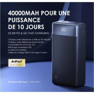 Oraimo Power Bank |40000mah 22.5W PD3- PowerBox 400 Vision – Prix en Côte d'Ivoire | Phones Store Abidjan